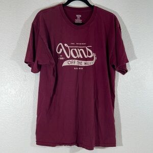 VANS Off The Wall Maroon Short Sleeve Skateboarding Graphic Tee Streetwear Large
